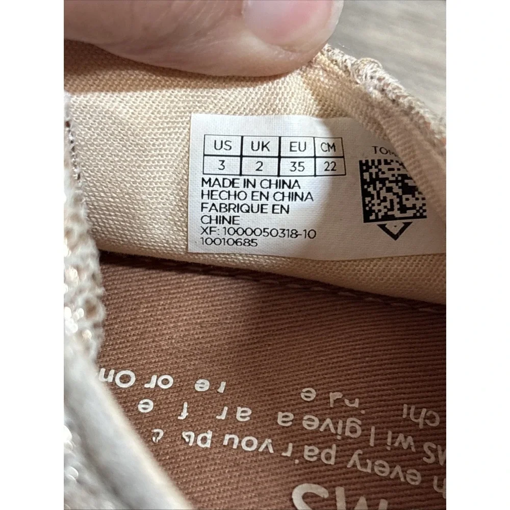 Girls 3‎ TOMS Peach Shiny Casual Shoe Sneaker